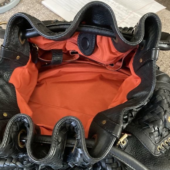 Cole Haan Village Weave satchel with brushed gold accents. Dust bag included - Picture 3 of 4